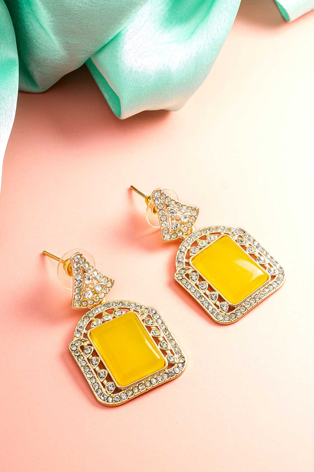 Yellow American Diamond Drop Earing