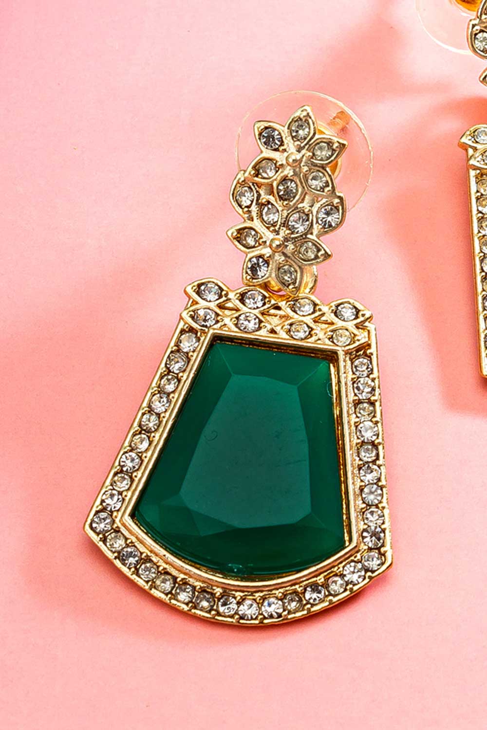 Green American Diamond Drop Earing