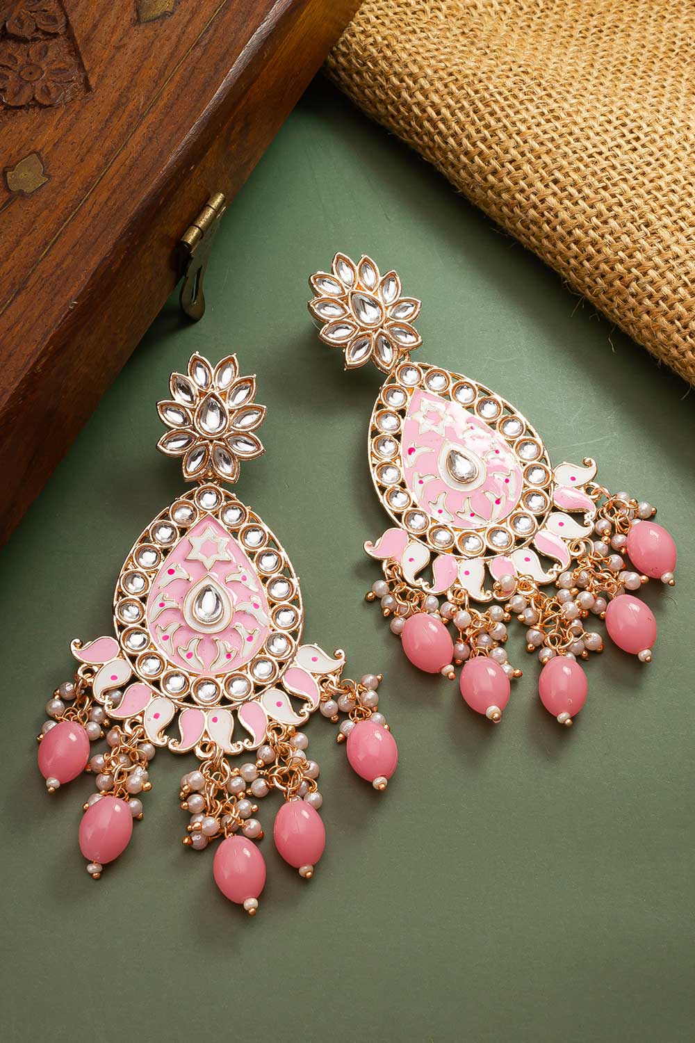 Gold Plated Spherical Pearl Chandbali Earrings