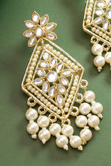 Gold Plated Spherical Pearl Chandbali Earrings