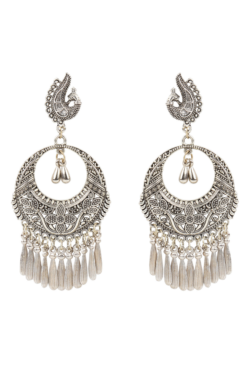 Alloy Chandbali Earring In Silver