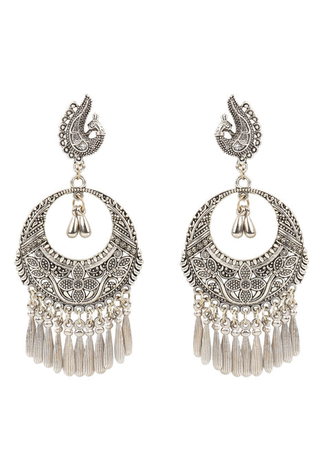 Alloy Chandbali Earring In Silver