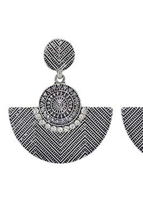 Women's Alloy Drop Earrings in Silver and Black
