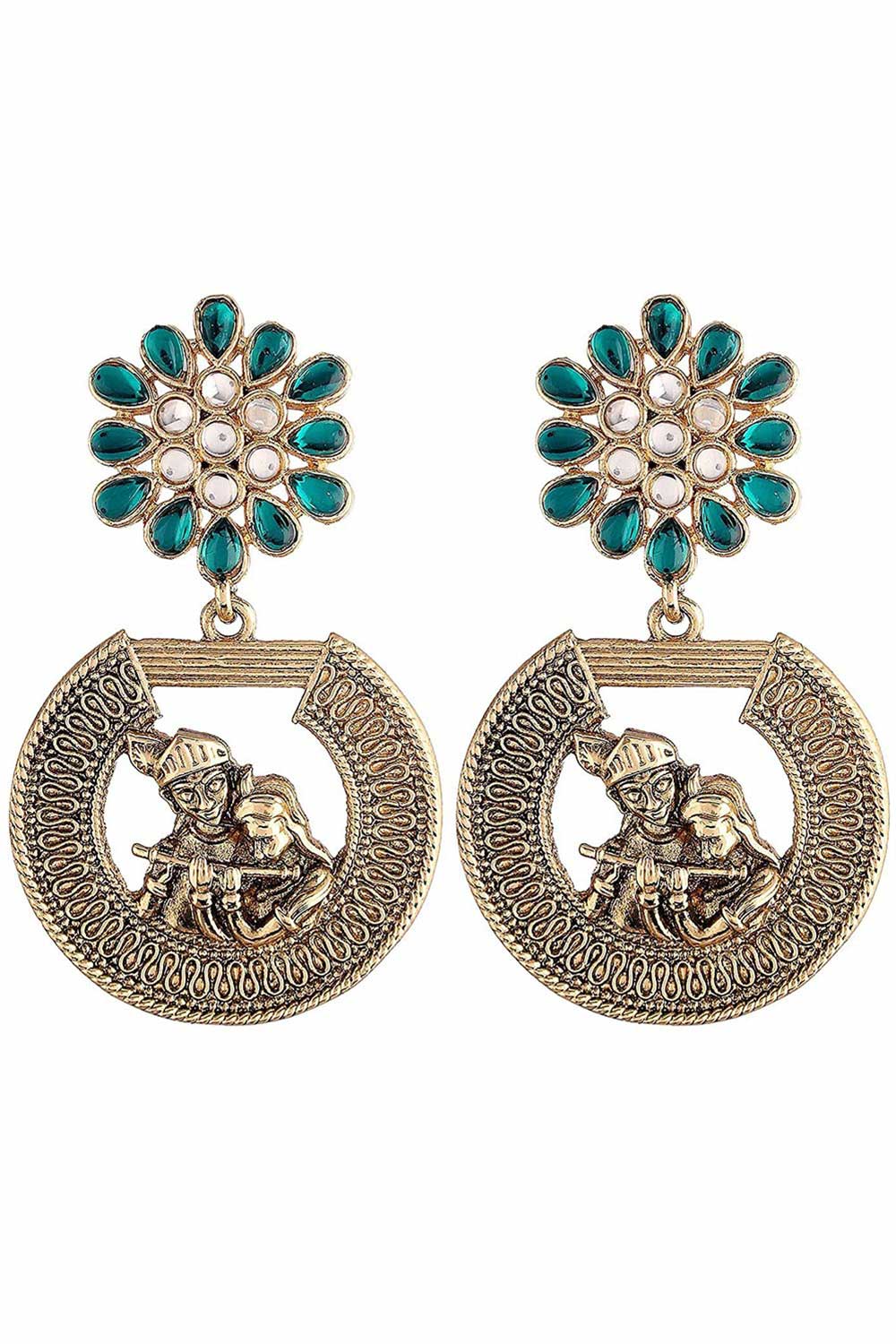 Buy Women's Alloy Large Dangle Earring in Green Online