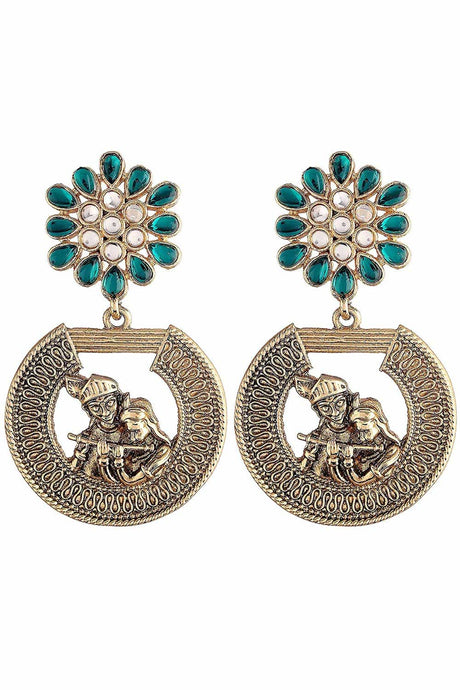 Buy Women's Alloy Large Dangle Earring in Green Online