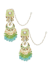 Green Enameled Kundan Maharani Necklace Sets With Maang Tikka