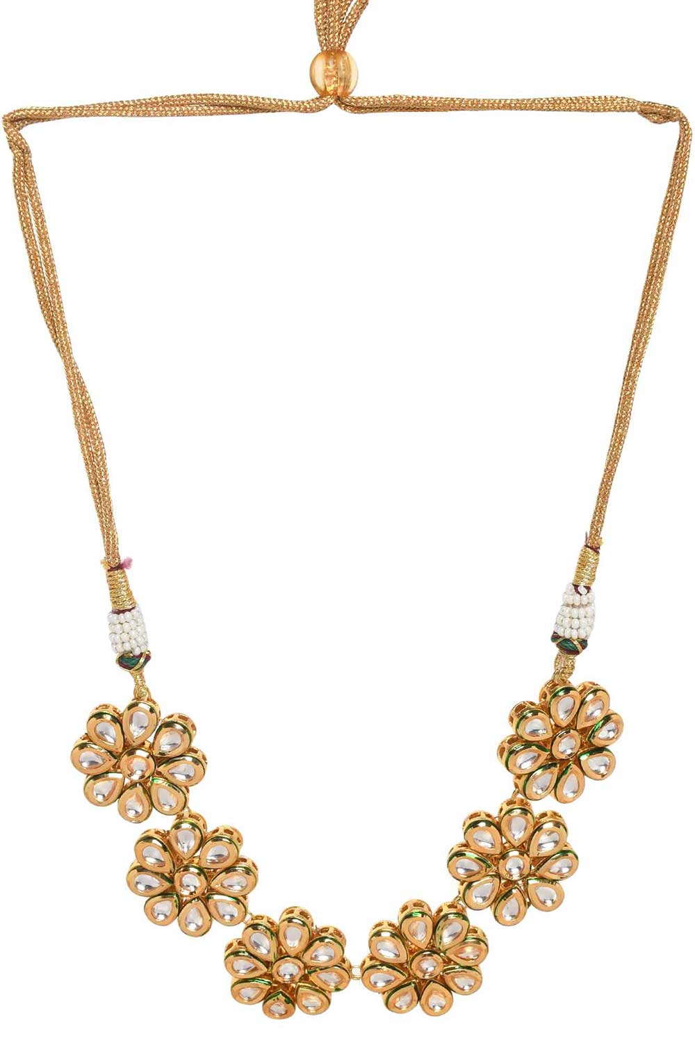 Handcrafted Floral Kundan Necklace With Earrings