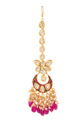 Kundan Inspired Mahroon Enameled Maangtikka