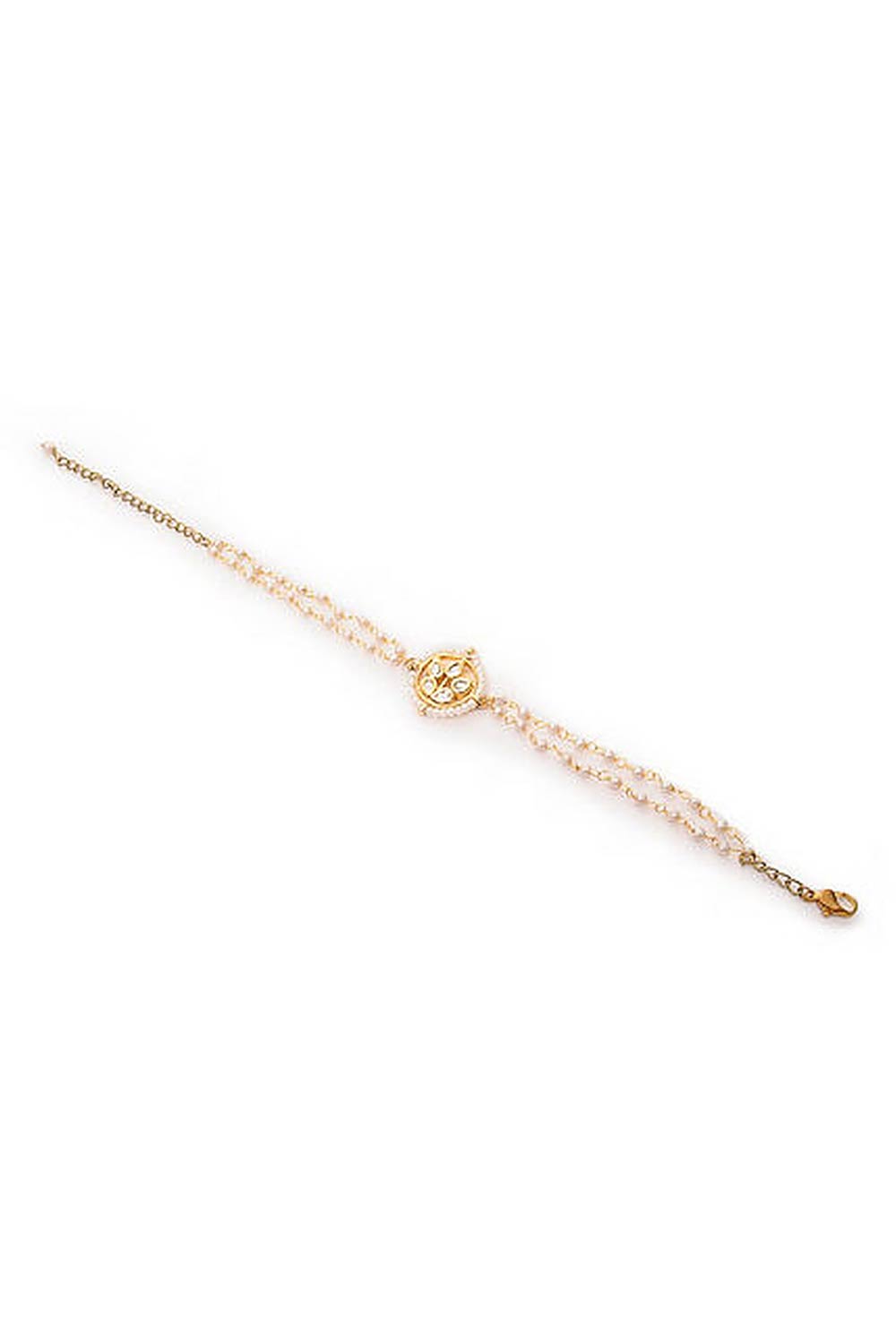 Classic Gold Tone Kundan Inspired Pearl Bracelet