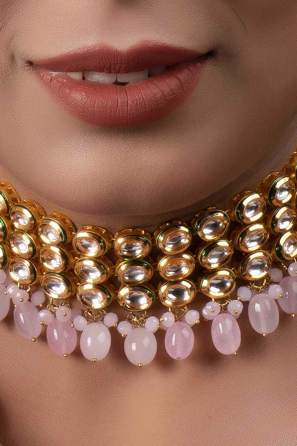 Pink Gold Tone Kundan Choker