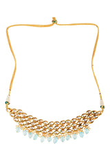 Blue Gold Tone Kundan Beaded Choker Necklace