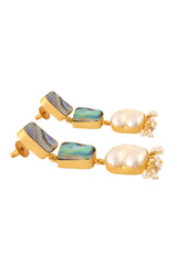 Contemporary Abalone Baroque Pearl Earrings