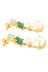 Baroque Pearl Green Mona Lisa Stone Earrings