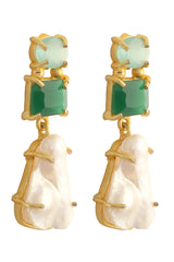 Baroque Pearl Green Mona Lisa Stone Earrings