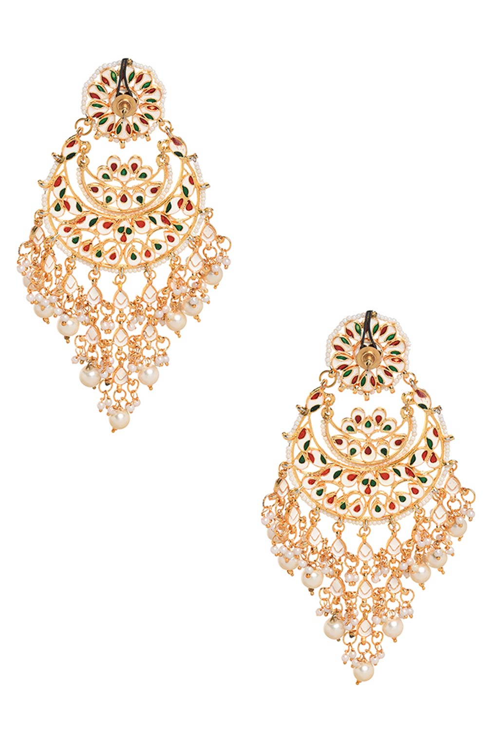 Gold Toned Kundan Chandbali With Pearl