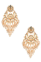 Gold Toned Kundan Chandbali With Pearl