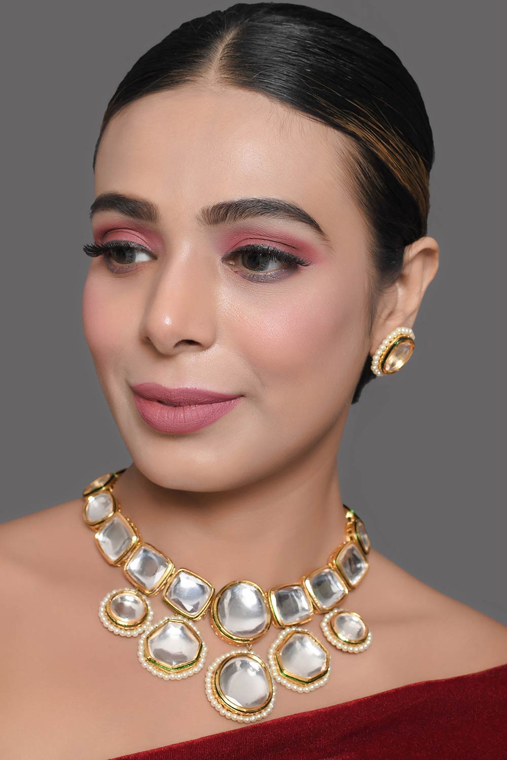 Kundan Inspired Necklace With Earrings