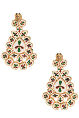 Red Gold Toned Kundan Inspired Earrings