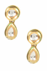 White Gold Tone Kundan Necklace With Earrings