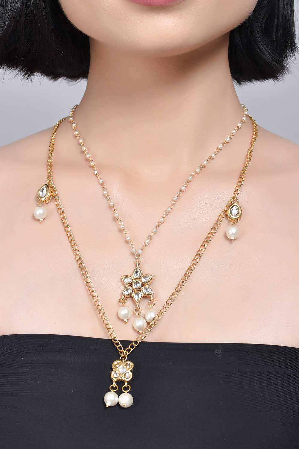 Multilayered Kundan Embellished Necklace