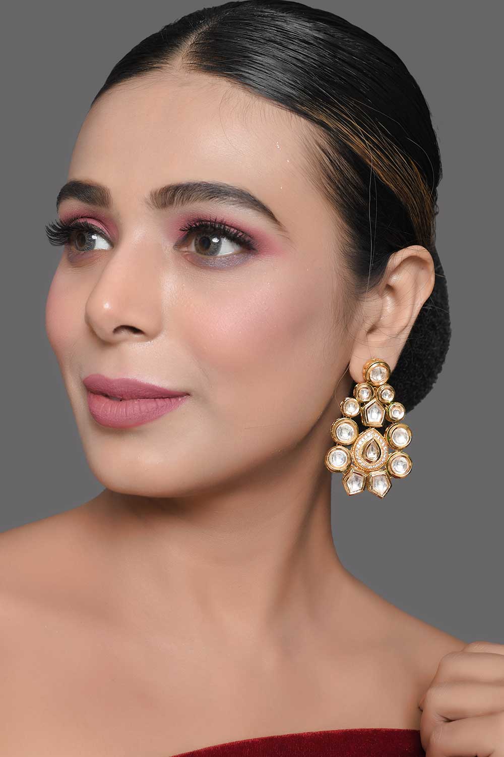 Classic Gold Tone Kundan Inspired Earrings