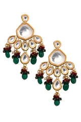 Handcrafted Emerald ruby Gold Tone Kundan Earrings