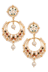 Pearl Beaded Kundan Inspired Drop Earrings