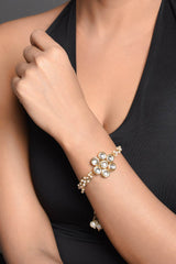 Kundan Floral  Gold Tone Bracelet