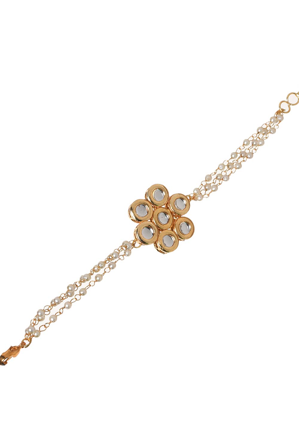 Kundan Floral  Gold Tone Bracelet