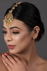 Gold Tone Kundan Inspired Maang Tikka