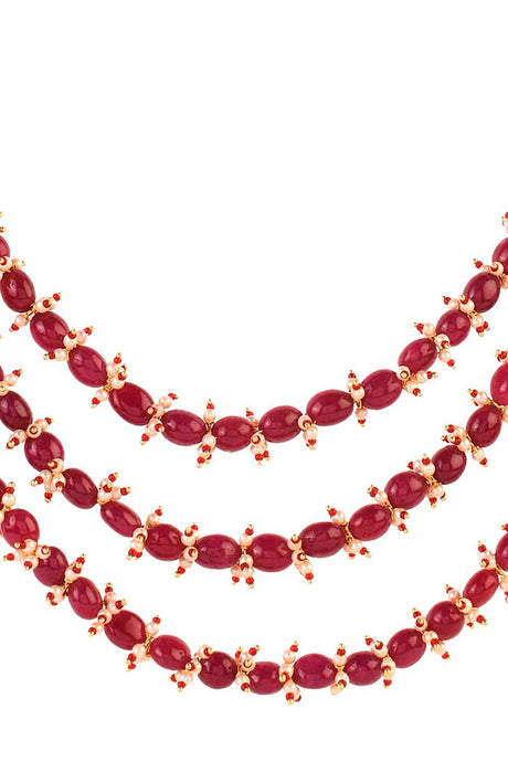 Ruby Beaded Necklace With Pearls