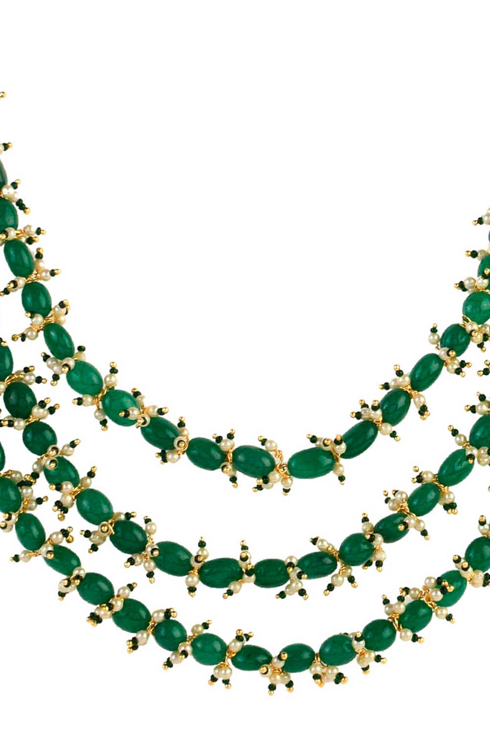 Emerald Beaded Necklace With Pearls