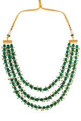 Emerald Beaded Necklace With Pearls