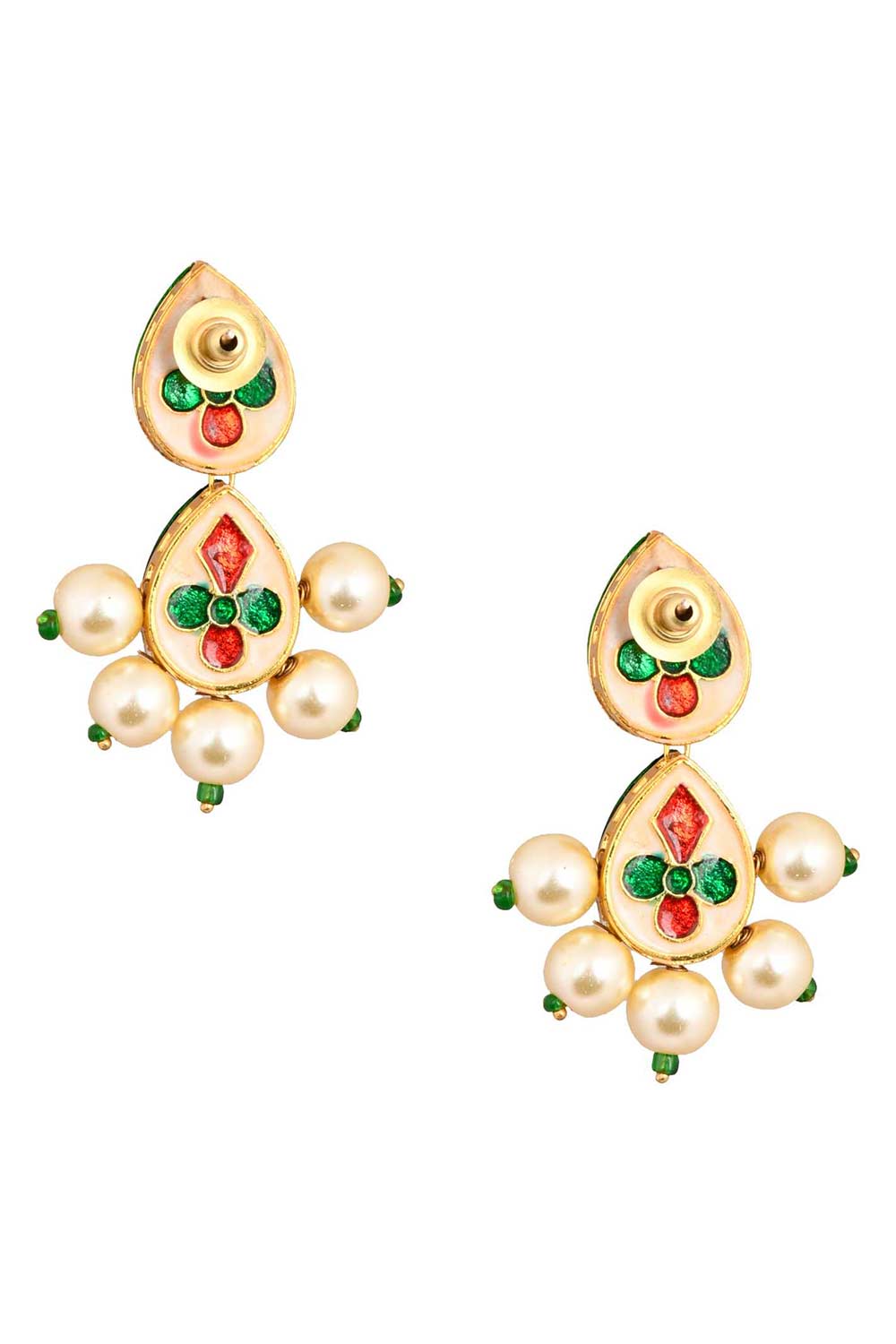 Pearl Beaded Handcrafted Kundan Earrings