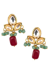 Green Ruby  Beaded Kundan Inspired Earrings