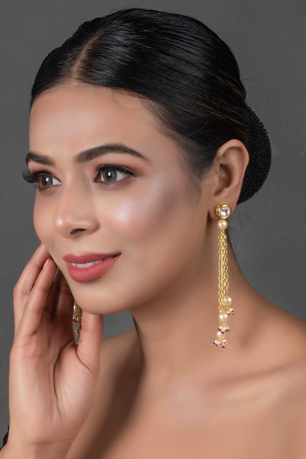 Kundan Chain Tassel Earrings