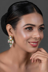 Kundan Earrings With Pastel Beads