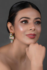 Kundan Earrings With Pastel Beads