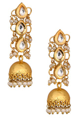 Classic Gold Tone Kundan Inspired Jhumkis