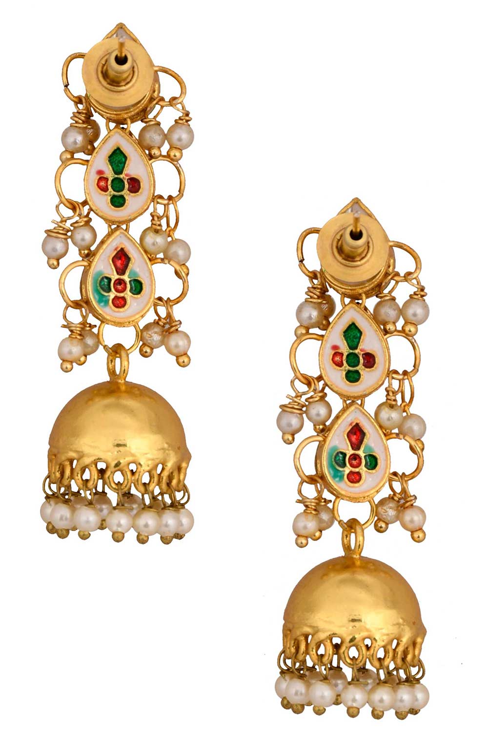 Classic Gold Tone Kundan Inspired Jhumkis