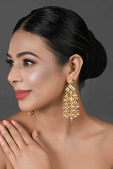 Kundan Drop Tasseled Earrings