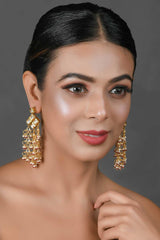 Kundan Drop Tasseled Earrings