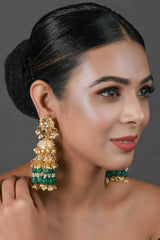 Emerald & Pearl Beaded Jhumki