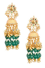 Emerald & Pearl Beaded Jhumki