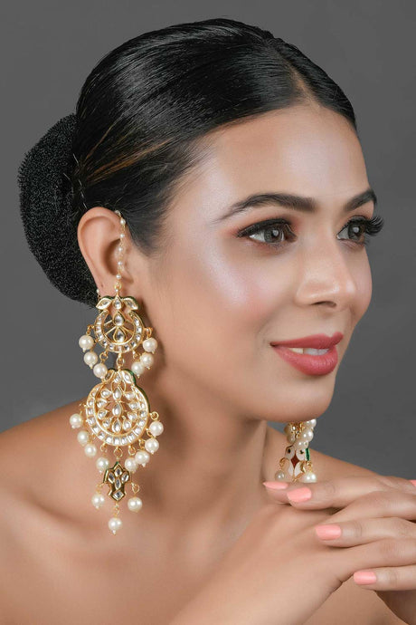 Pearl Beaded Handcrafted Kundan Earrings