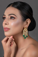 Green & Pearl Beaded Tassel Earrings