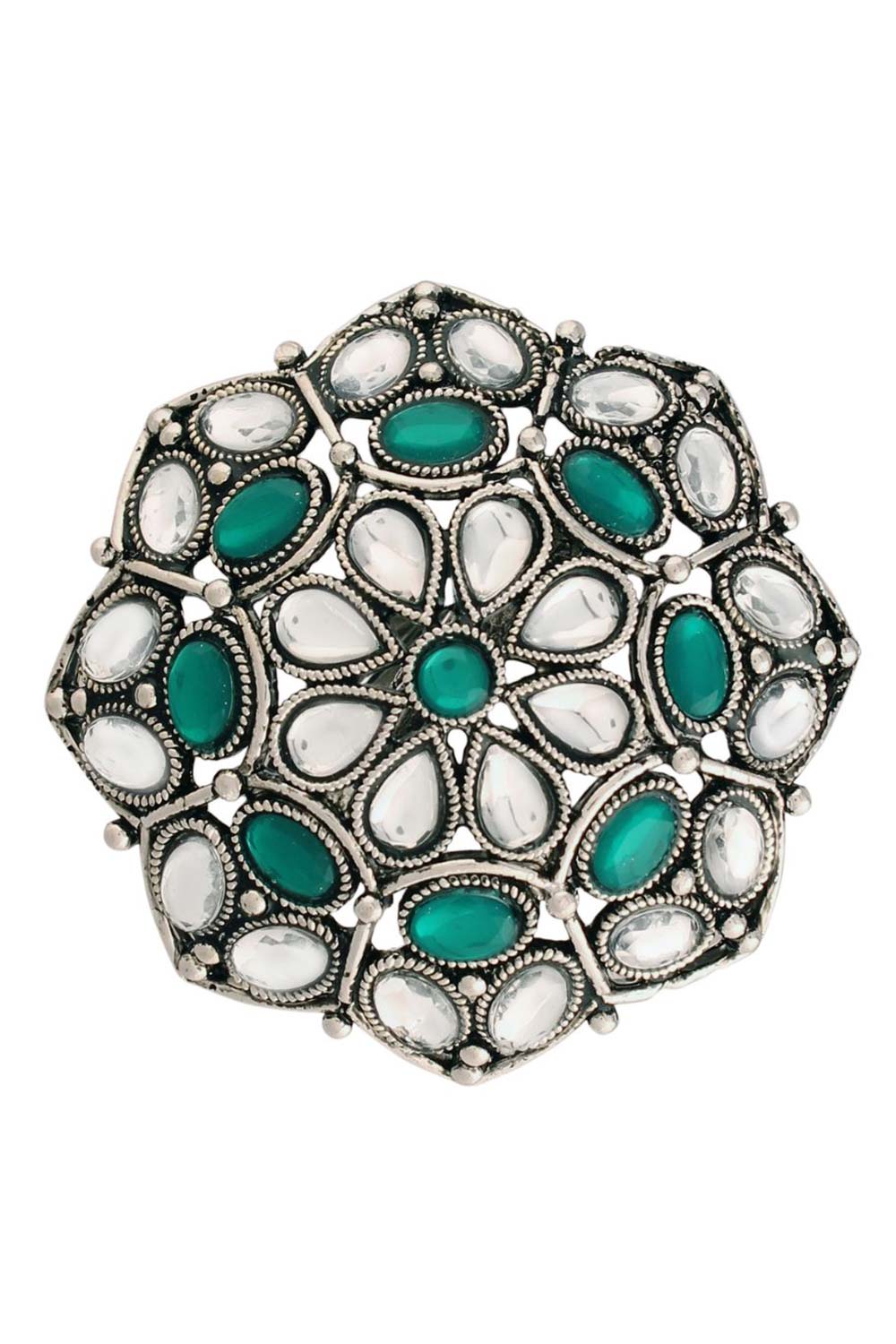 Buy Women's Alloy Adjustable Ring in Green