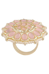 Buy Women's Alloy Adjustable Ring in Pink - Back