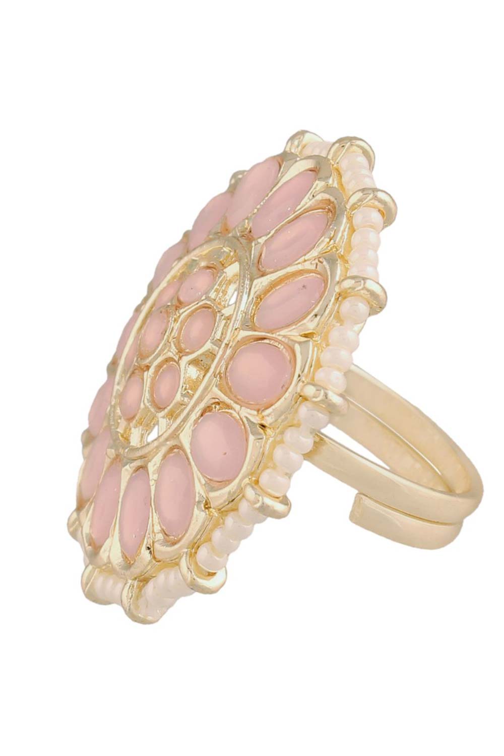 Buy Women's Alloy Adjustable Ring in Pink - Side