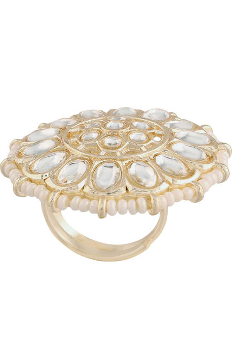 Buy Women's Alloy Adjustable Ring in White - Back